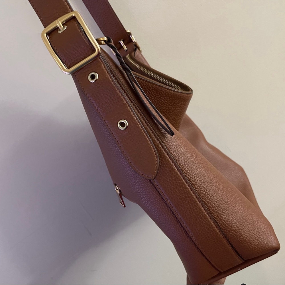Coach Pebbled Leather Tan Cognac Brown Shoulder Bag Crossbody Chic Minimalist - Picture 10 of 16